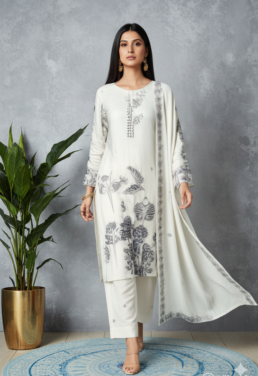 Suit embroided (white)