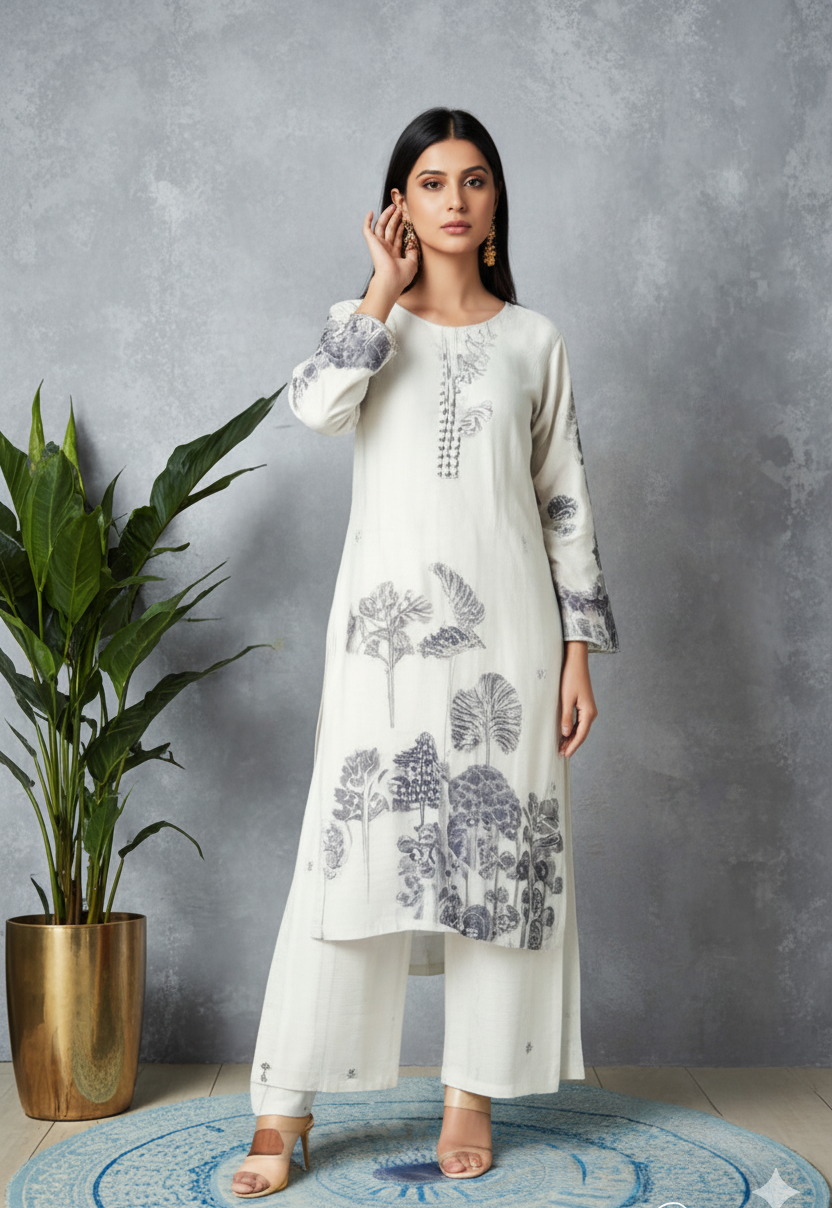 Suit embroided (white)